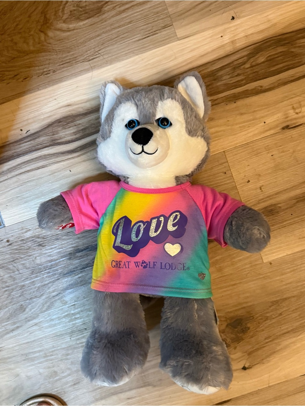 Build A Best Great Wolf Lodge wolf Plush Stuffed Animal With Birthday Tie Dye